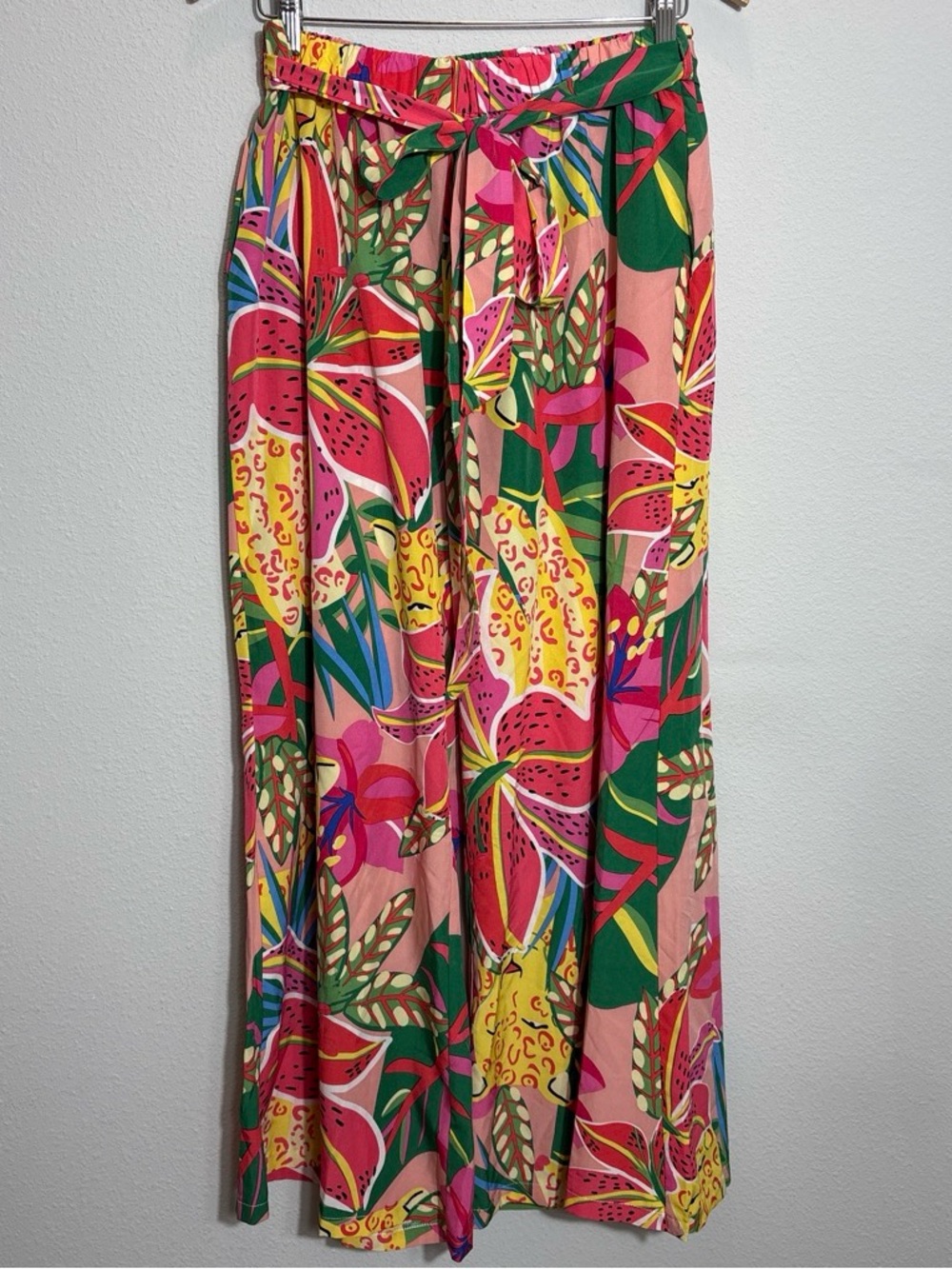 SHEIN Pink & Green Tropical Floral Palazzo Pants